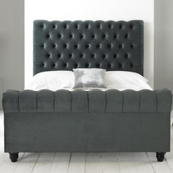 Paris Upholstered Bed in Charcoal - Beds