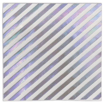Pack of 12 White and Purple Iridescent Striped 2-Ply Beverage Napkins 6.5”