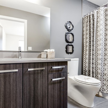Double vanity in dark wood