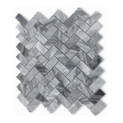 Stone Center Online - Bardiglio Gray Dark Grey Marble 1x2 Herringbone Mosaic Tile Polished, 1 sheet - Mosaic Tile