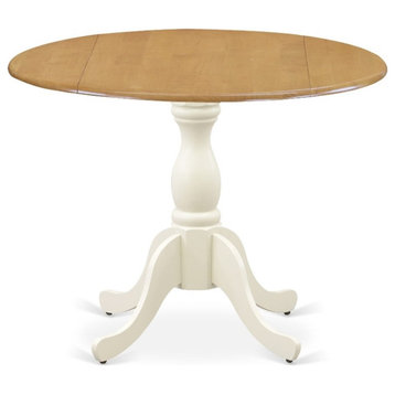 DST-OLW-TP - Wooden Table - Oak Table Top and Linen White Pedestal Leg Finish