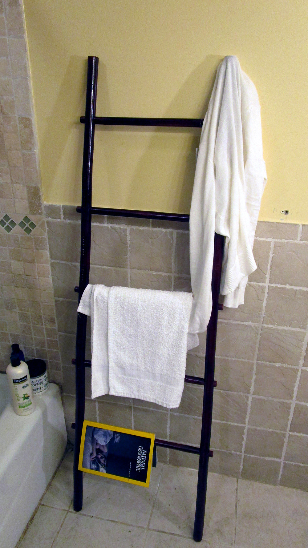 60" Bamboo Ladder Rack, Rosewood, Rosewood