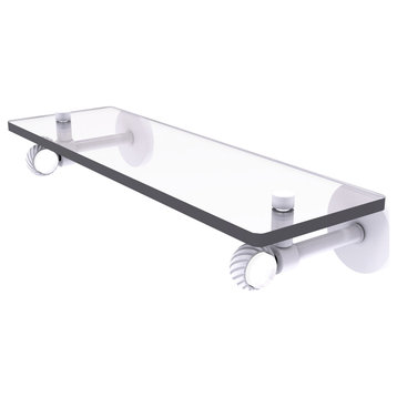 Clearview 16" Glass Shelf with Twisted Accents, Matte White