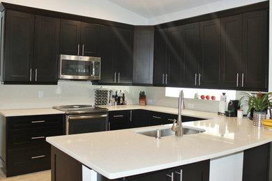 Example of a minimalist kitchen design in Miami
