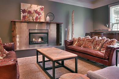 Example of a transitional living room design in Seattle