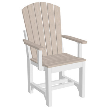 Set of 4 Poly Adirondack Dining Chairs, Birch & White, Arm Chair, Dining Height