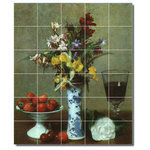 Picture-Tiles.com - Henri Fantin-Latour Still Life Painting Ceramic Tile Mural #7, 21.25"x25.5" - Mural Title: Still Life The Engagement 1869