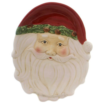 Tabletop LG SANTA FACE PLATE Ceramic Christmas Holiday Party 53180B
