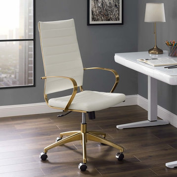 Jive Gold Stainless Steel Highback Office Chair, Gold White