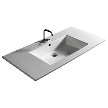 Drop-In Bathroom Sink, Ceramic White, 41.7"x20.1"