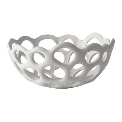 12 in. Perforated Porcelain Decorative Bowl in White - Decorative Bowls