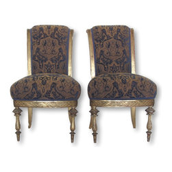 Pair of Antique Gold Giltwood Slipper Chairs - Products