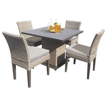 Monterey Square Dining Table with 4 Armless Chairs in Beige