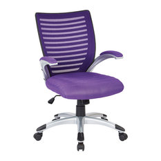 Mesh Purple Seat, Screen Back Managers Chair, Padded Silver Arms, Nylon Base