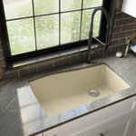 Karran USA - Karran Undermount Quartz Composite 33" Single Bowl Kitchen Sink, Bisque - Karran QU-722 stylish curved rear bowl wall and gently curved side walls gives this large single bowl design a unique and appealing aesthetic. Its quartz composite material gives it outstanding durability and will provide years of trouble-free use. This undermount design is available in a selection of 6 rich color choices to compliment any decor. Karran Quartz sinks are the perfect addition to your home improvement projects. Let this quartz undermount single bowl kitchen sink help you with the day-to-day kitchen tasks.