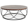 Steven Modern Walnut and Black Round Coffee Table