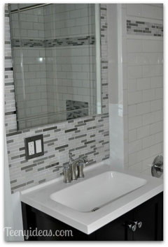 Wall behind bathroom sink