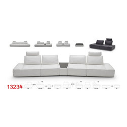 Modern 1323 Italian Leather Sectional Sofa in Grey - Sectional Sofas
