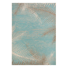 Couristan Monaco Tropical Palms Indoor/Outdoor Area Rug, Aqua, 2'x3'7"