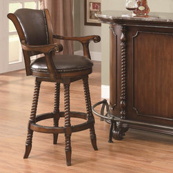 Coaster 100679 Traditional Cherry Bar Stool with Rope Trim Details - Kitchen And Dining Furniture