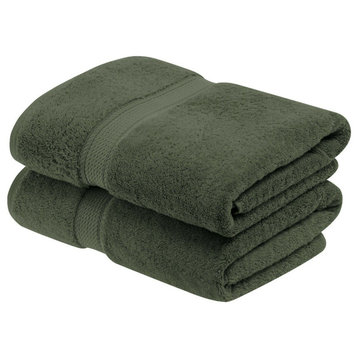 2 Piece Luxury Egyptian Cotton Washable Towel, Forest Green