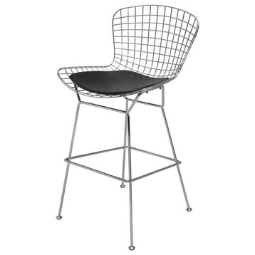 Wire Back Stool, Black, Counter Height