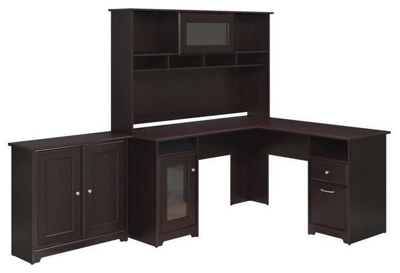 Cabot L Desk with Hutch and Small Cabinet in Reclaimed Pine ...