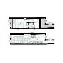 Plan cuisine en ligne,  wc sous l'escalier