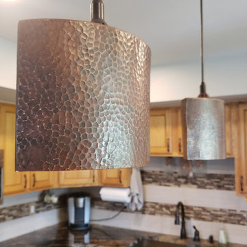 Hammered Copper 8" Oval Cylinder Pendant Light (L800DB)
