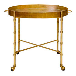 Worlds Away Brighton Gold Leafed Bamboo Bar Cart - Bar Carts