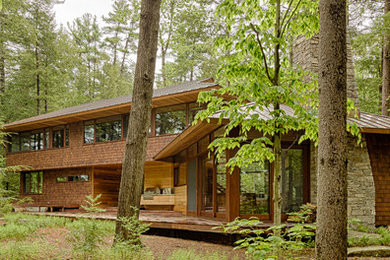 Inspiration for a mid-sized modern two-story wood exterior home remodel in Boston