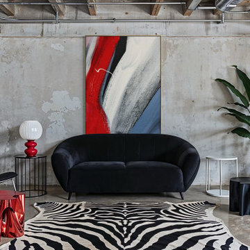 Modern Neutral Living Room with Large Abstract Wall Art