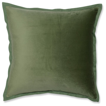 Velvet Flange Loden Green Throw Pillow, 18"