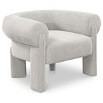 Meridian Furniture - Stefano Upholstered Accent Chair, Beige - Give your back a treat when you make this Stefano fabric accent chair your favorite spot to sit. The curved back nestles you in complete comfort while the soft beige polyester fabric feels like heaven against your skin. The art deco design ensures all eyes are on this chair from the moment it comes into view, and the wood frame provides sturdy support for long-term use and performance in your home.