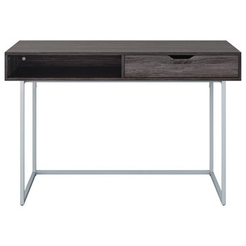 CorLiving Auston Single Drawer and Cubby Desk, Grey