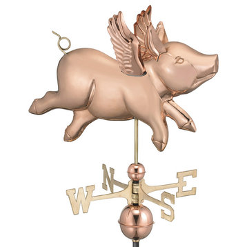 Flying Pig Weathervane, Pure Copper