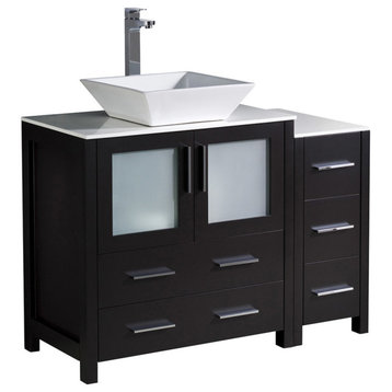 Torino 42" Modern Bathroom Cabinet With Top and Vessel Sink, Base, Espresso