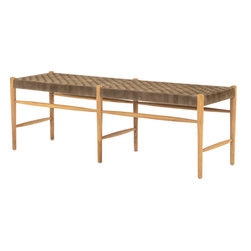 Four Hands Home - Wyatt Bench - Clear Drift Soap - Accent And Storage Benches