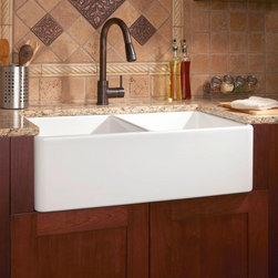 33" REINHARD DOUBLE-BOWL FIRECLAY FARMHOUSE SINK - WHITE - Products