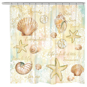 Dream Beach Shells Shower Curtain Beach Style Shower Curtains