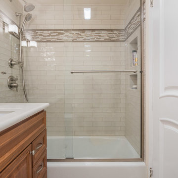Arcadia Guest Bathroom with Subway Tile Shower and Modern Fixtures