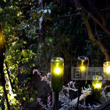 Contemporary Planter with Wine Bottle Lighting