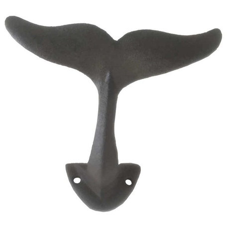 Cast Iron Decorative Whale Hook 5'', Decorative Wall Hook, Cast Iron Hook