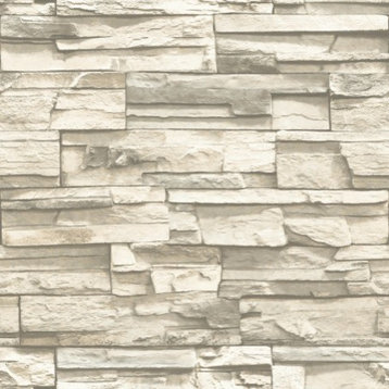 Stacked Stone Peel and Stick Wallpaper, Gray