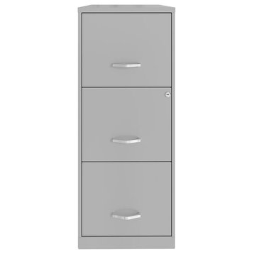 Scranton & Co 3-Drawer Modern Metal Vertical File Cabinet with Lock in Silver