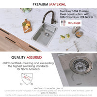 STYLISH 12 inch Single Bowl Undermount and Drop-in Stainless Steel Kitchen Sink