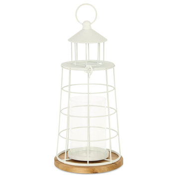 Caler White Lighthouse Styled Metal Lantern - Large