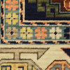 Lizbeth Aztec Medallion Blue/Ivory Wool Blend Fringed Area Rug, 3'3"X5'