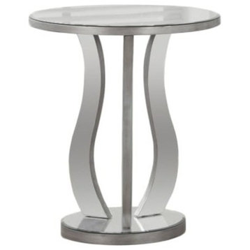 End Table, Brushed Silver, Mirror