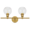 Brass Finish And Clear Glass 2-Light Wall Sconce